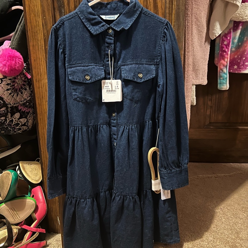 NWT Mayoral Jean dress with belt.